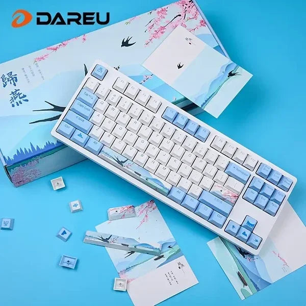 A87 Spring Swallow Theme 87 Keys Compact Layout Mechanical Gaming Keyboard; Cherry MX Switch; PBT Keycaps