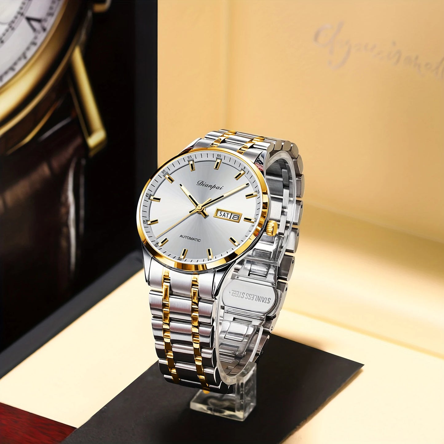 Classic Businessmen's Fully Automatic Stainless Steel Mechanical Movement Men's Night Light Versatile Watch