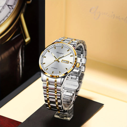 Classic Businessmen's Fully Automatic Stainless Steel Mechanical Movement Men's Night Light Versatile Watch