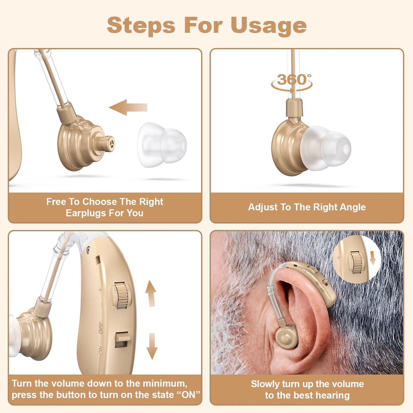 Volume-Adjustable Hearing Loss Sound Amplifiers Invisible Hearing Aids BTE Hearing Aids For The Seniors Sound Amplifiers