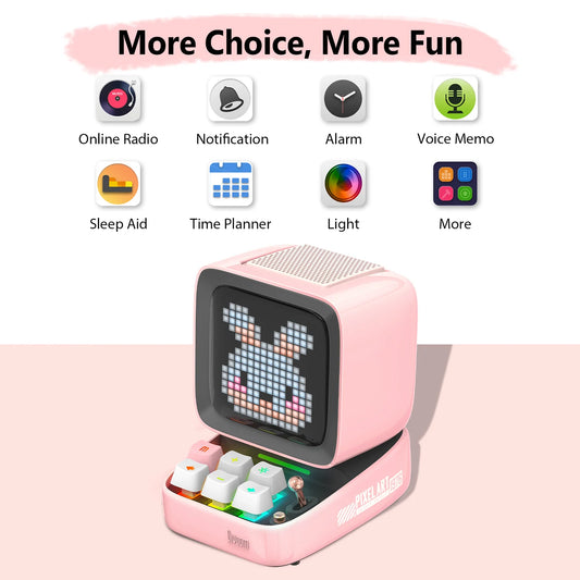 Ditoo-Pro Retro Pixel Art Bluetooth Portable Speaker Alarm Clock DIY LED Display Board, Home Light Decoration