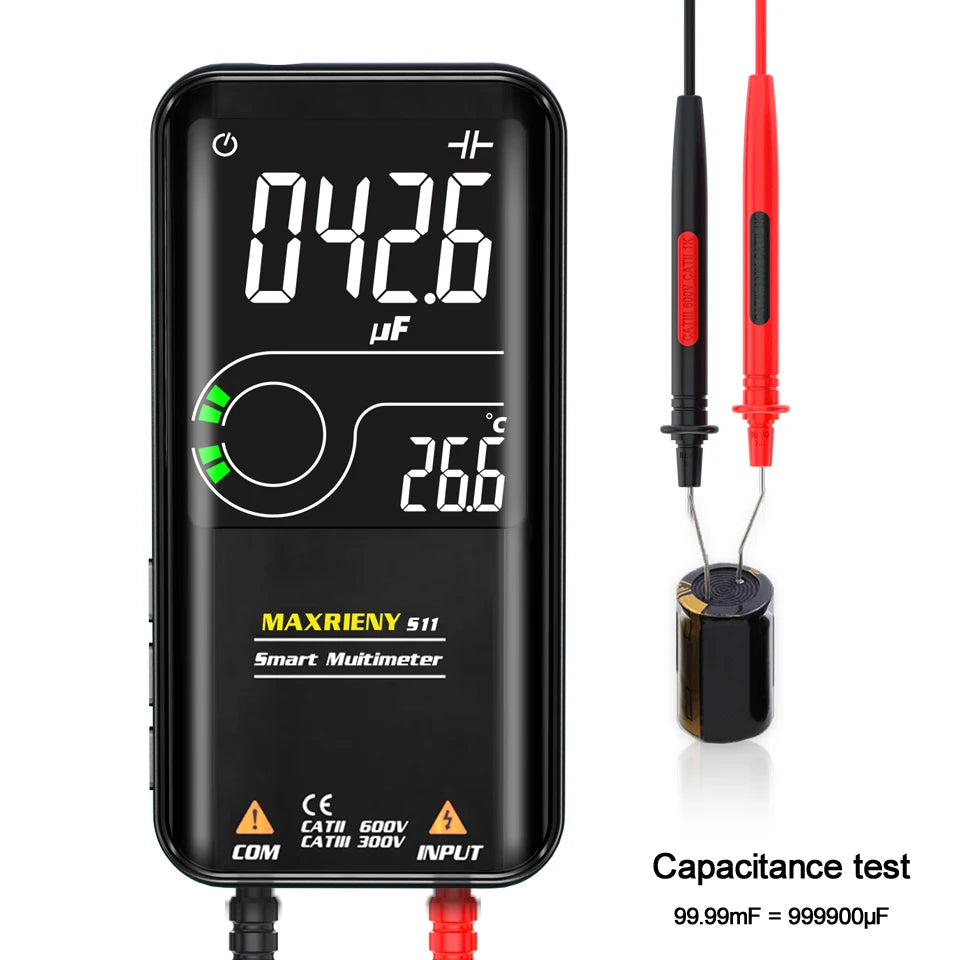 Smart Digital Multimeter USB Rechargeable True RMS EBTN DC AC Voltage Capacitance Ohm Diode NCV Hz Live Wire Tester