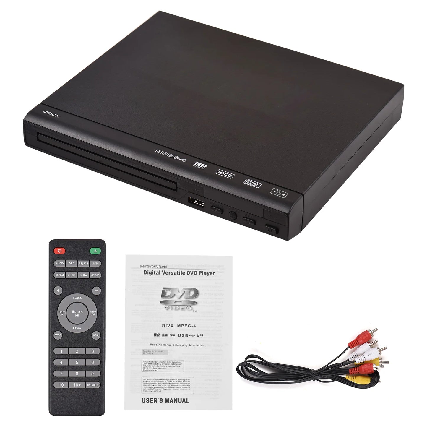 NEW CD Player DVD-225 Home DVD Player DVD CD Disc Player Digital Multimedia Player AV Output with Remote Control Home DVD Player