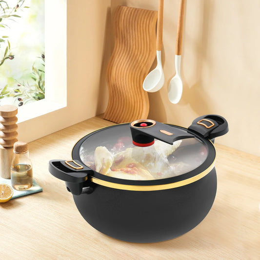 Micro Pressure Cooker, Non-Stick Pot, 8L Multi-Function Round Micro Pressure Cooking Pot for Various Stoves , for 5-7 People