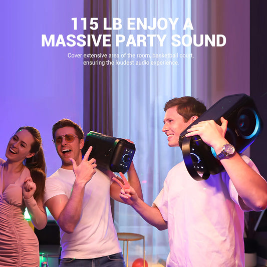 80W RMS Party Portable Speakers Bluetooth Wireless Boombox/4 Drivers (2*4.04'' Woofer), Huge 105dB Sound Large Speaker
