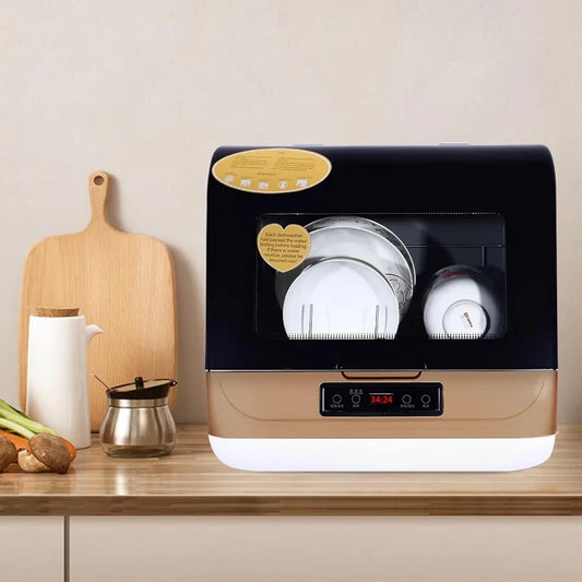 Portable Mini Dishwasher Countertop with 4 Washing Programs 75C Hot Air Drying Compact Tabletop Dishwasher for Kitchen Camping