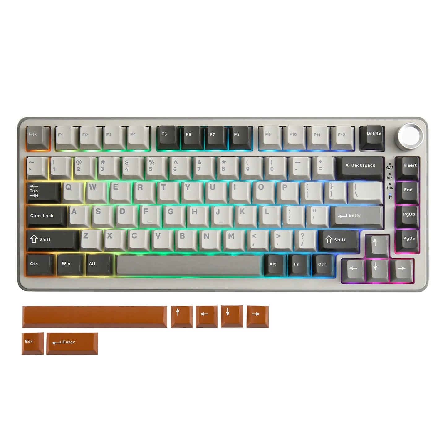 B75 PRO 82-Key Wireless Mechanical Gaming Keyboard, Gasket Hot Swap Custom RGB 75% BT/Type-C/2.4G Creamy Knob Keyboard