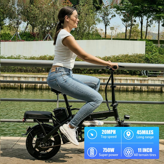 14inch Electric Bike, 20 MPH,48V Removable Battery,400W Motor, Adult Folding Electric Bicycle with a Maximum Range of 20 Miles