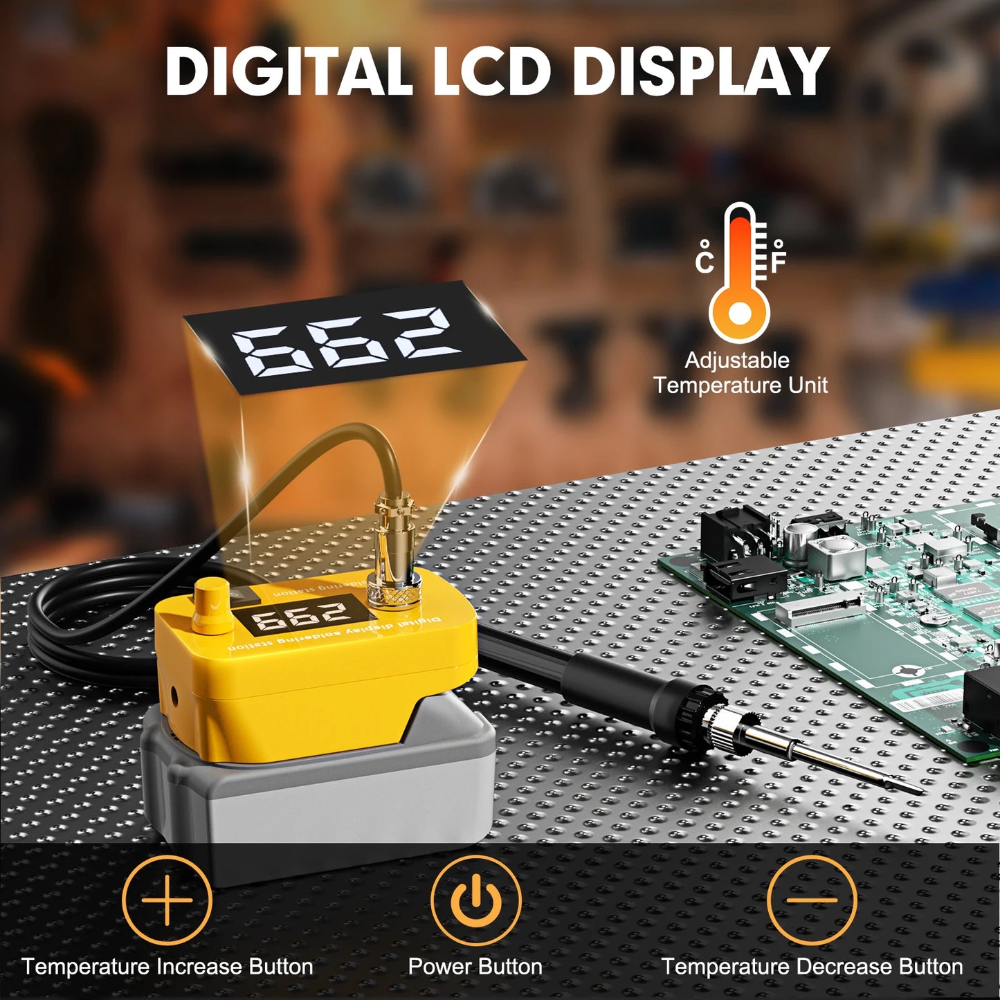 60W Electric Soldering Iron Adjustable Temperature Welding Machine LCD Digital Display Repair Tools For DEWALT 18V Battery