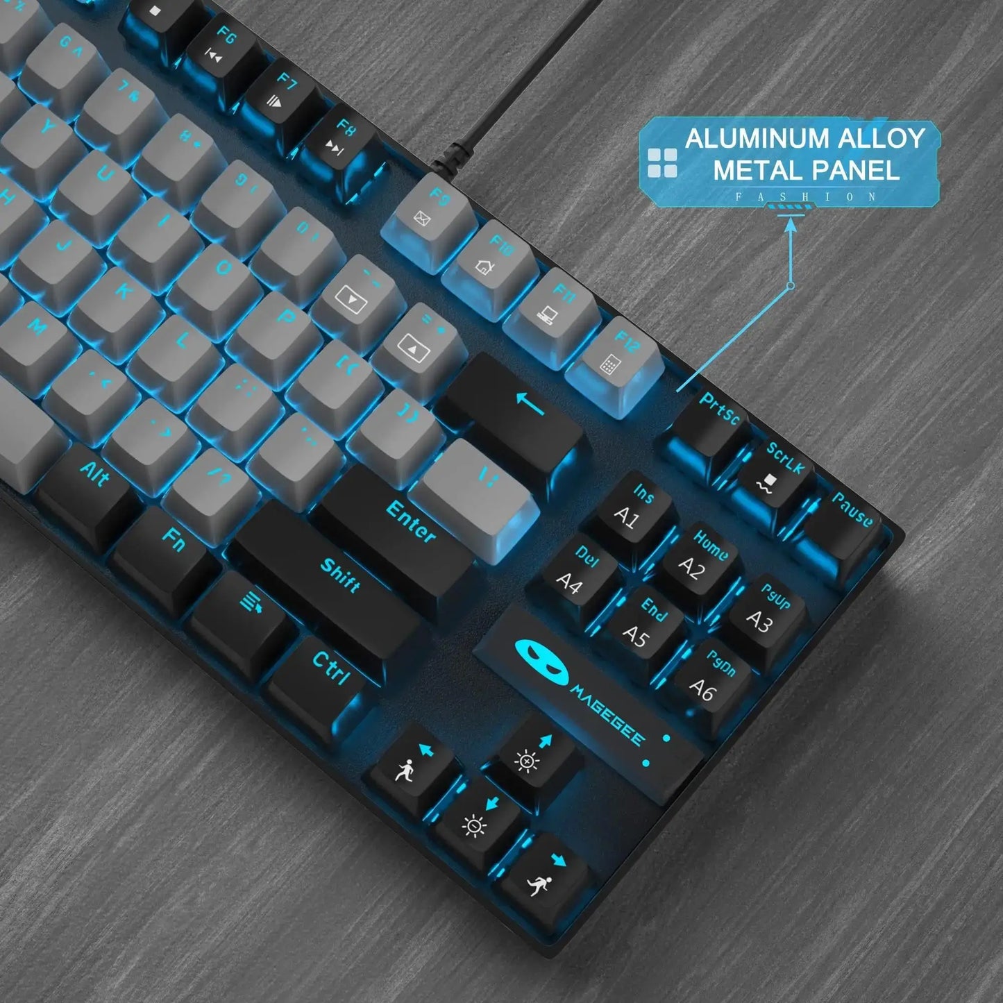 75% Mechanical Gaming Keyboard, Blue Switch, LED Blue Backlit, 87 Keys Compact TKL Wired Keyboards for Windows Laptop PC
