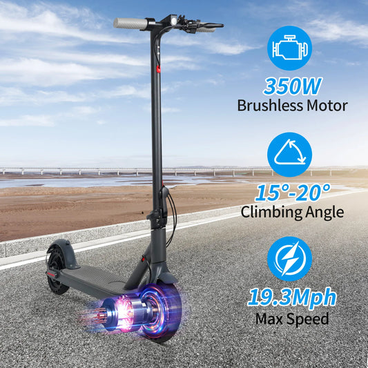 LP80 Electric Scooter 36V 10.4Ah Big Battery 350W 15Miles Long Range 19Mph Foldable 8.5Inch Smart City Commuter E Scooter