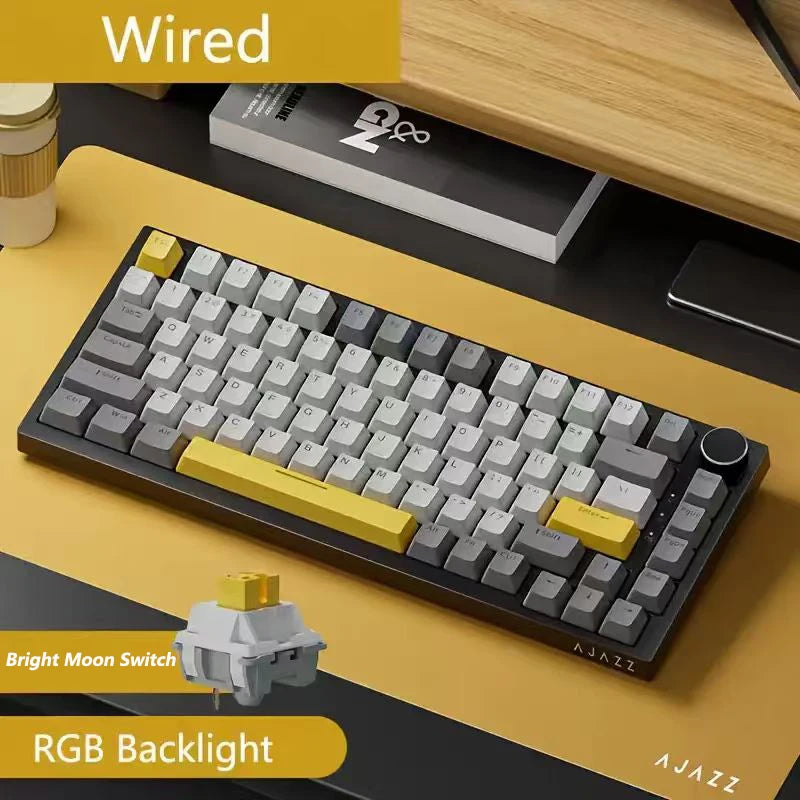 AK820 Wired Gaming Keyboard Red Switch 75% Layout Ergonomic Hot-swappable Detachable Cable