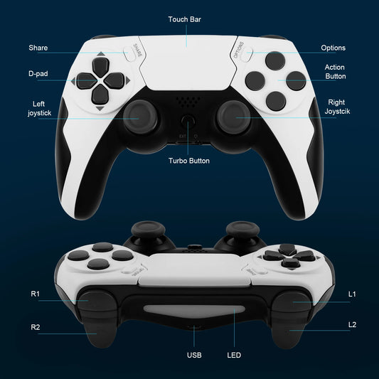 Wireless Controller Dual Vibration Game Joystick Gamepad for PS4 PS3 Console PC Gamepad with 6-axis Gyros