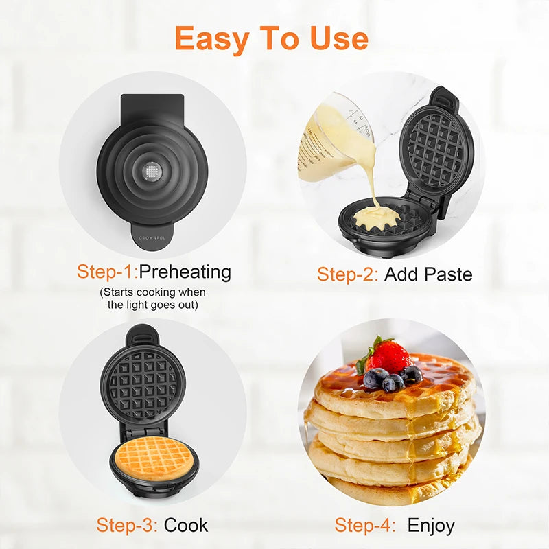 350W Mini Waffle Maker Electric Breakfast Maker Multi-Functional Sandwich Cake Maker Dessert Cooking Machine Toaster