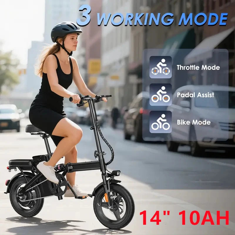 Adult Electric Bicycle 500W Peak Motor 30 Miles Range 48V 10Ah Battery Mini Folding Electric Bike