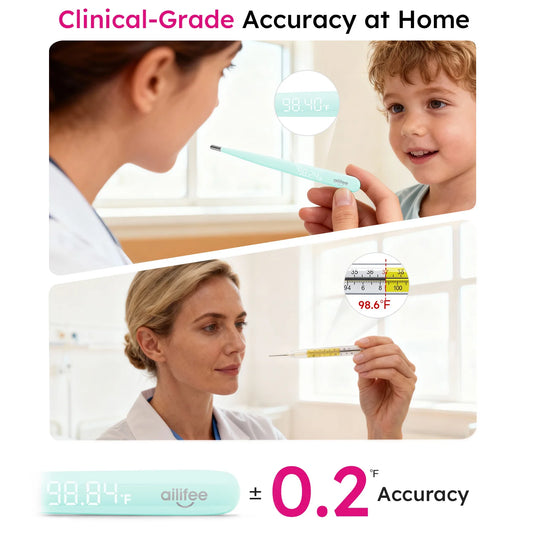 Oral Digital Thermometer, Rechargeable Thermometer for Baby, Toddlers, Kids & Adults, Medical-Grade Accurate Fast Reading  with LED Display & Fever Alert, AET-F371