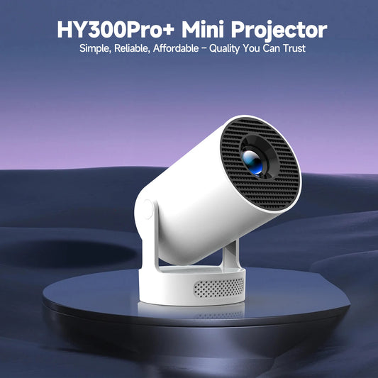 HY300 Pro + Projector 4K 720P With 5W Speaker Android 11 8000 Lumens WiFi 6 BT5.4 Outdoor Video Home Theater Projector