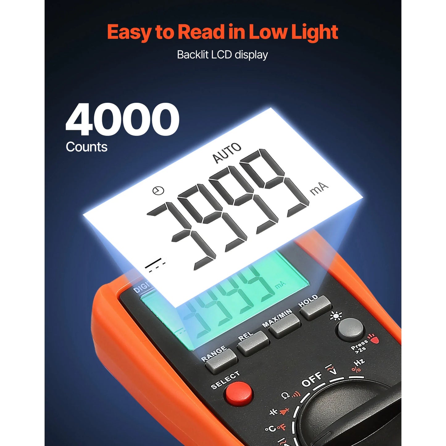 Digital Multimeter TRMS DC/AC Voltmeter Current Tester Auto-Ranging Multimeter for Current Voltage Resistance Measurement