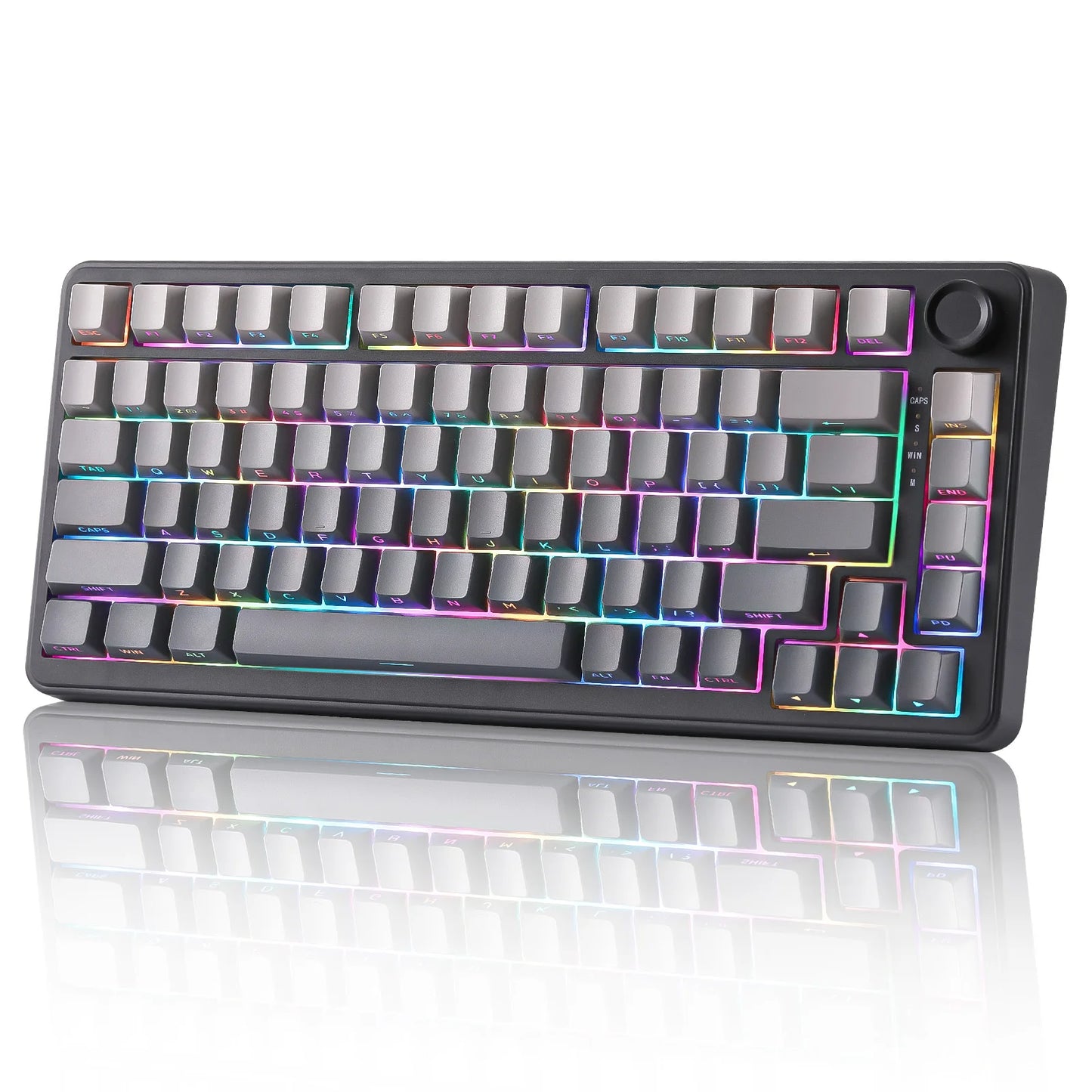 B75 RGB Mechanical Keyboard, Wired 75% Hot Swap Gaming Keyboard with Knob, Gasket Custom RGB Backlit Keyboard for Win/MAC