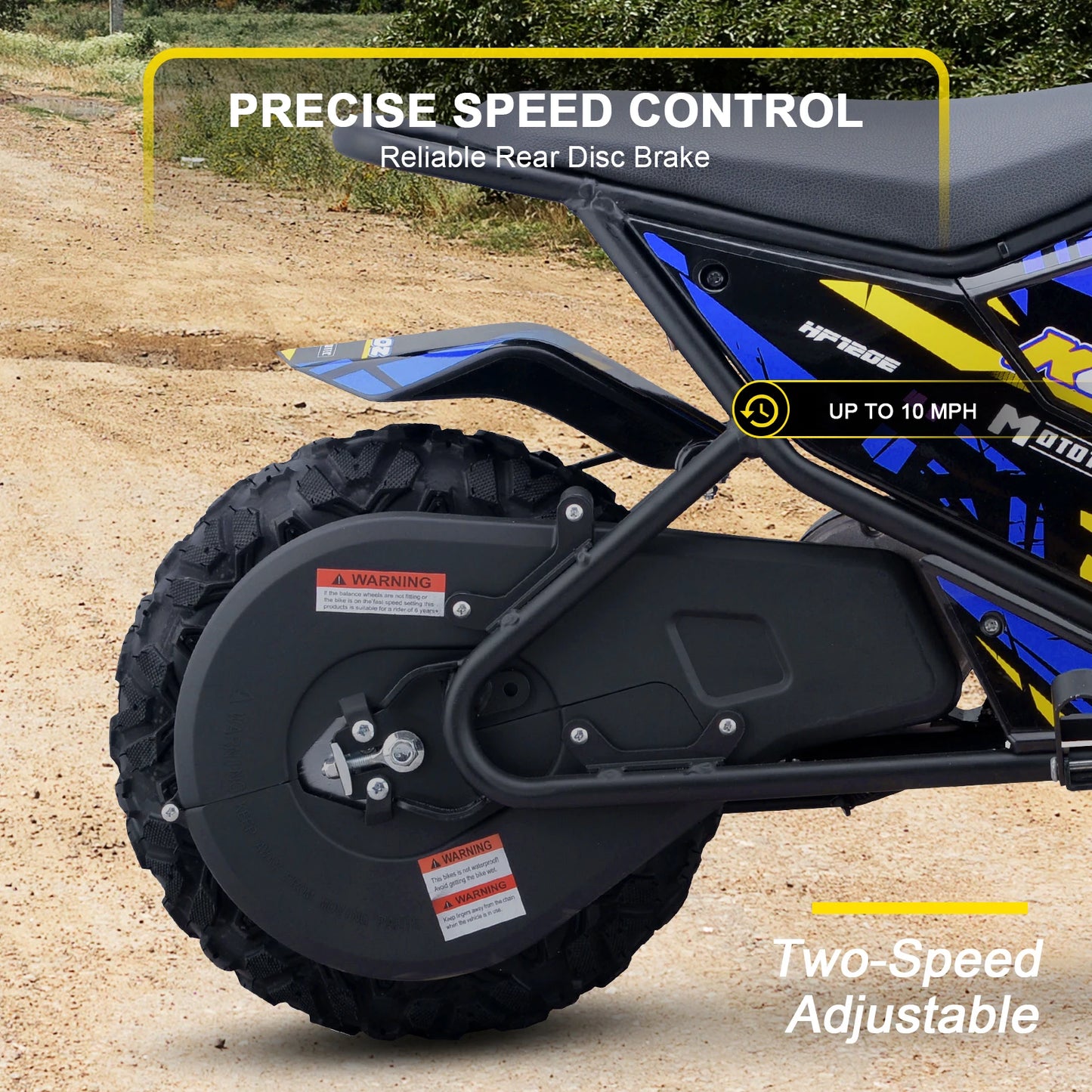 HP120E 24V 250W Electric Dirt Bike for Kids, 2 Speed Modes, Electric Motorcycle Up to 10 MPH & 7.5 Miles Long-Range.