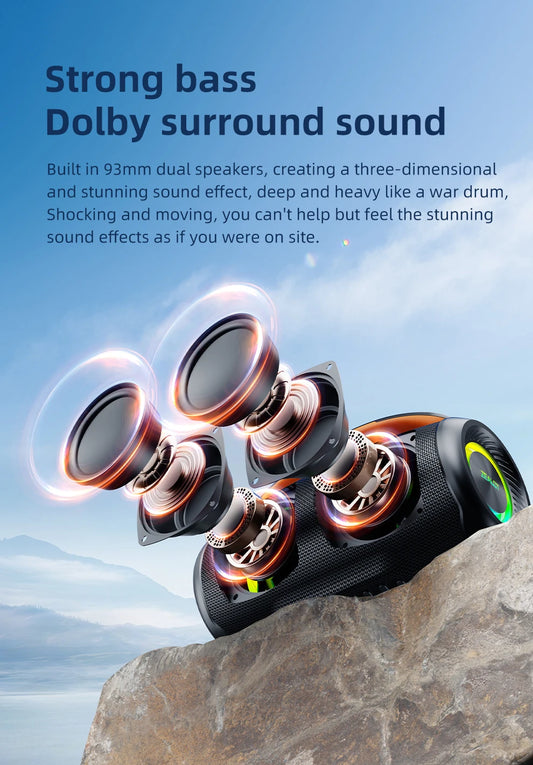 P11 50W Portable Bluetooth Speaker with IPX6 Waterproof, Comfortable handle, Controllable lighting, TWS, AUX, Outdoor