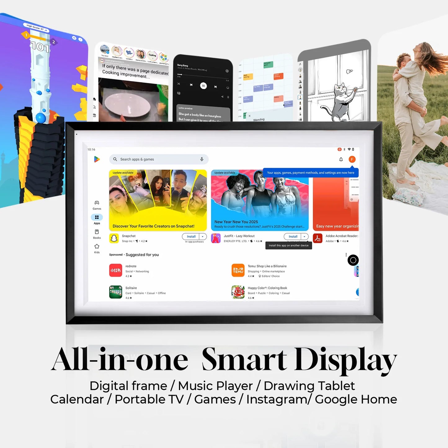 15.6 Inch Smart Display Canvas touchscreen Google Calendar & Home Hub & Assistant Smart TV