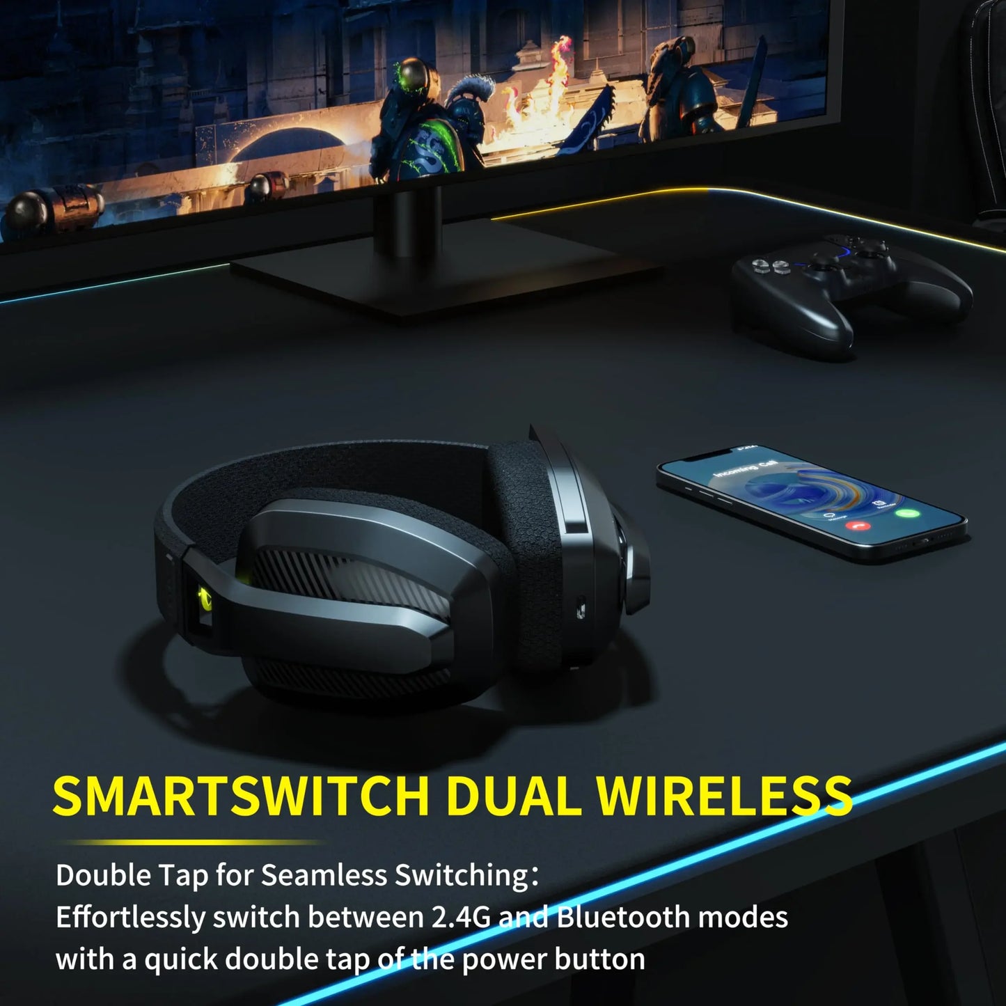 2.4GHz Wireless Gaming Headset with Mic for PS5 PS4 PC Mac PlayStation Bluetooth Gaming Headset with Microphone