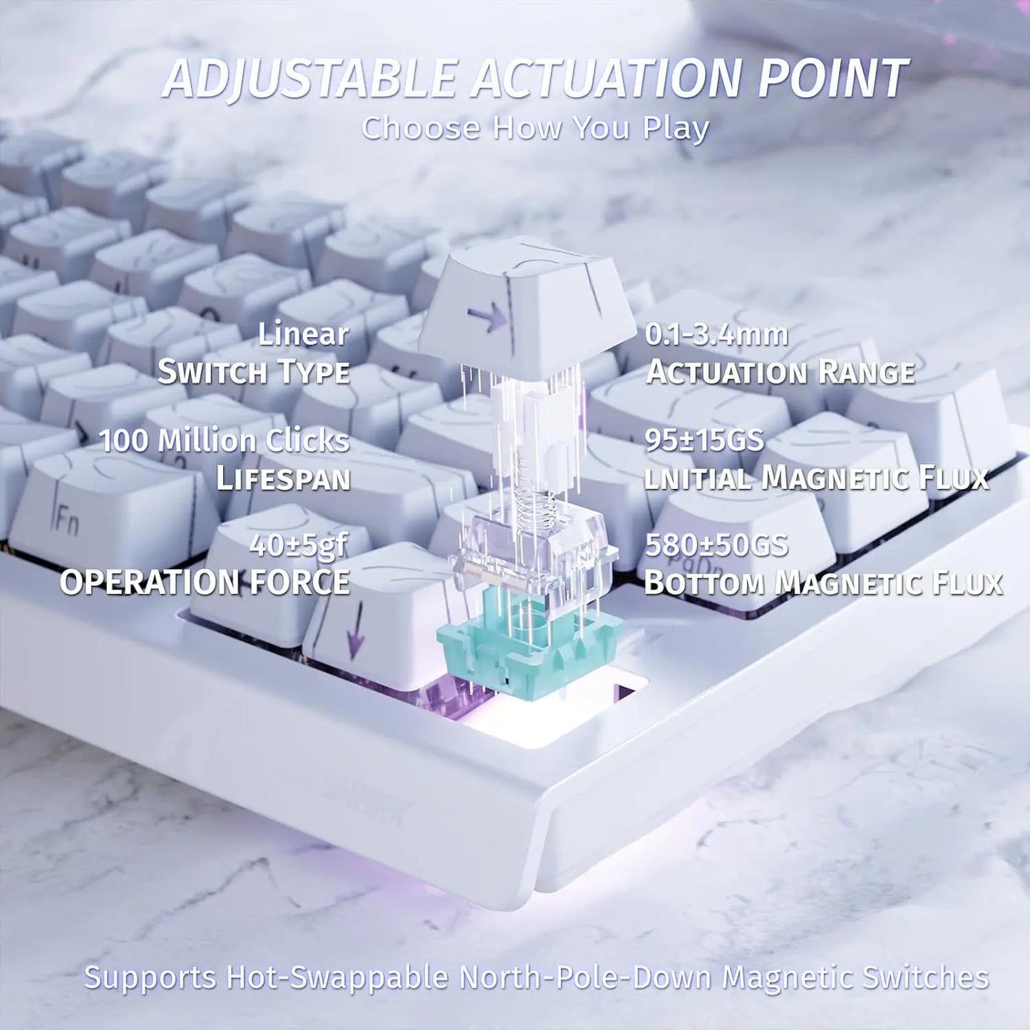 X68 HE Rapid Trigger Mechanical Gaming Keyboard 60% Wired with Adjustable Actuation, Hall Effect Magnetic Switch, 8KH