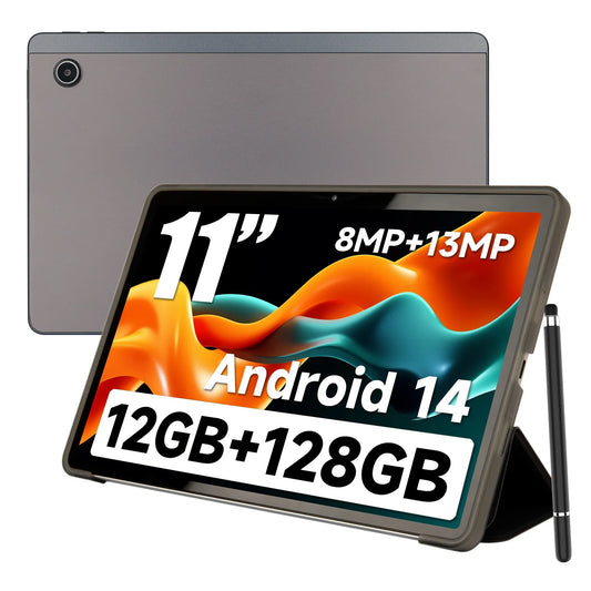 C9+ 11 Inch Tablet Android 14 12GB RAM 128GB ROM (1TB TF Extensions) Octa-Core 2K Widevine L1 IPS 8MP+13MP 6800mAh Case Pen