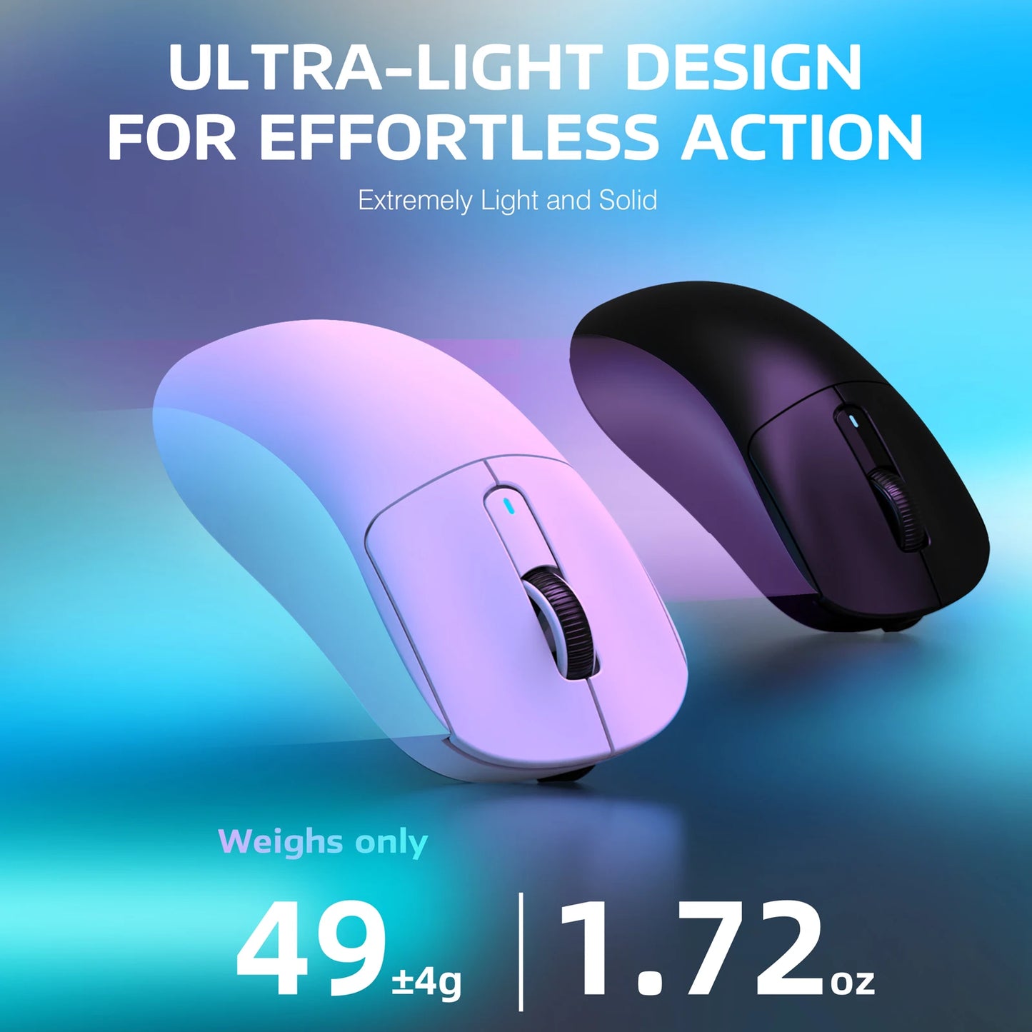 X3 Wireless Gaming Mouse,49g Ergonomic PC Mouse,Triple Modes PAW3395 26K DPI Optical Sensor