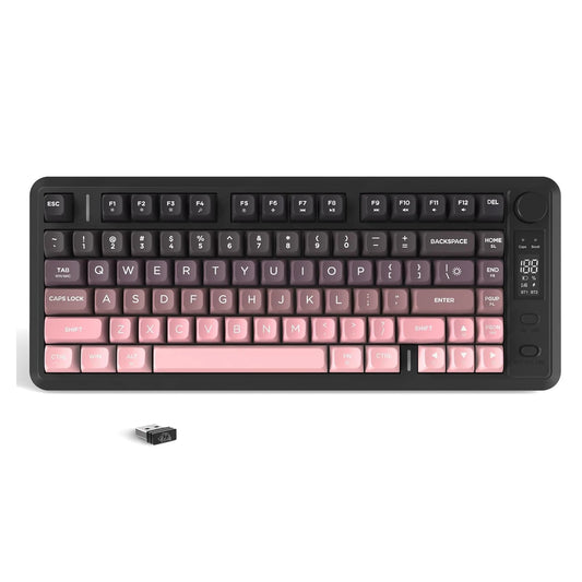 M75 Wireless Membrane Gaming Keyboard with Knob & OLED Display Bluetooth/2.4Ghz Rainbow Backlit Gradient PBT Keycaps