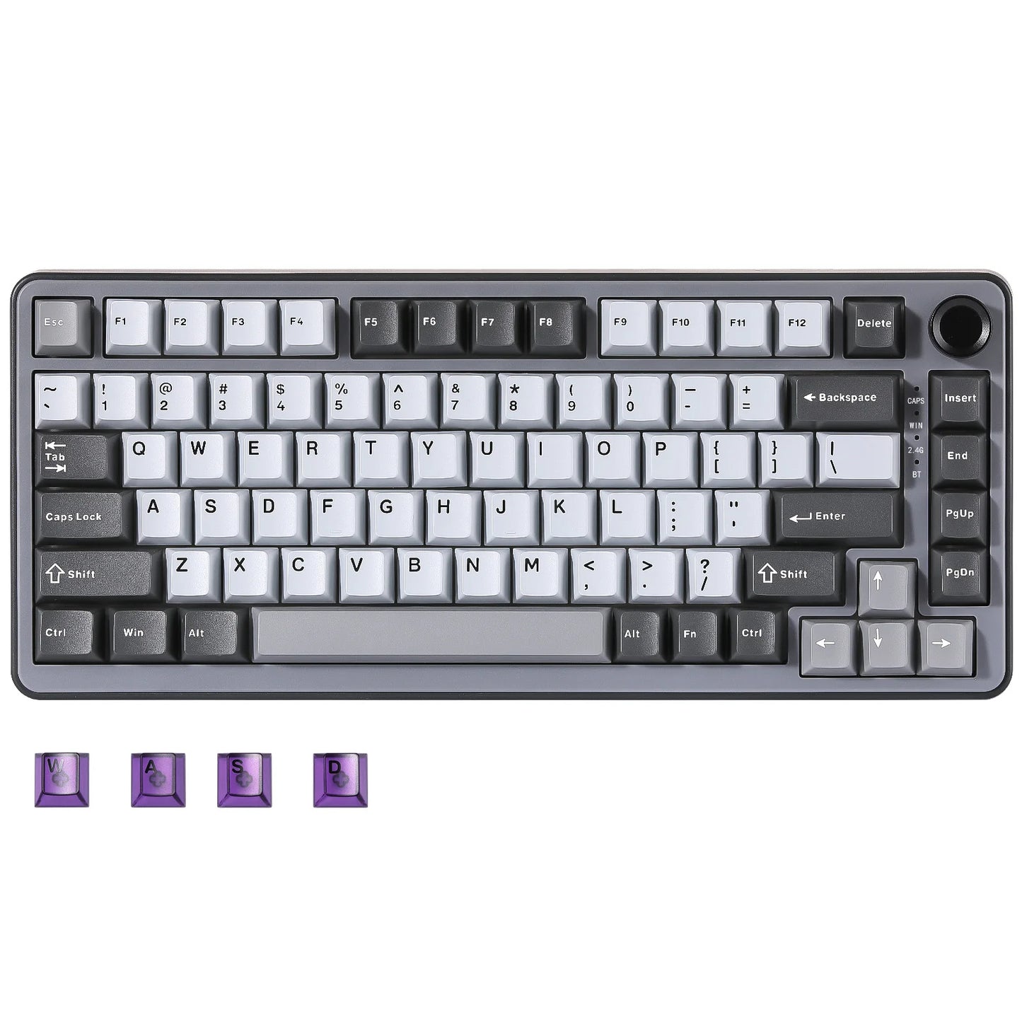 B75 PRO 82-Key Wireless Mechanical Gaming Keyboard, Gasket Hot Swap Custom RGB 75% BT/Type-C/2.4G Creamy Knob Keyboard