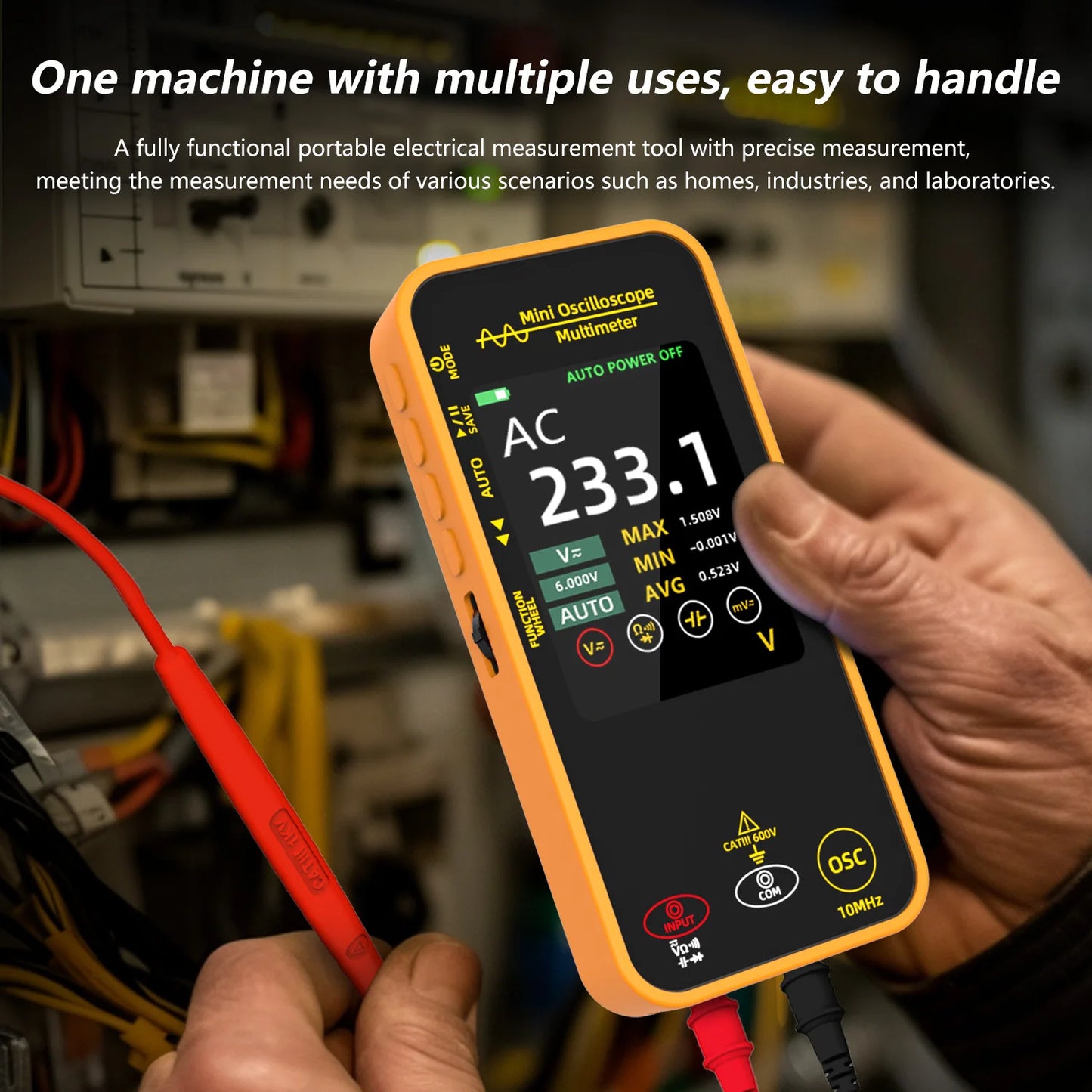 2-in-1 Handheld Oscilloscope Multimeter Smart Voltmeter Current, Capacitance, Ohm, Diode Multifunction Tester