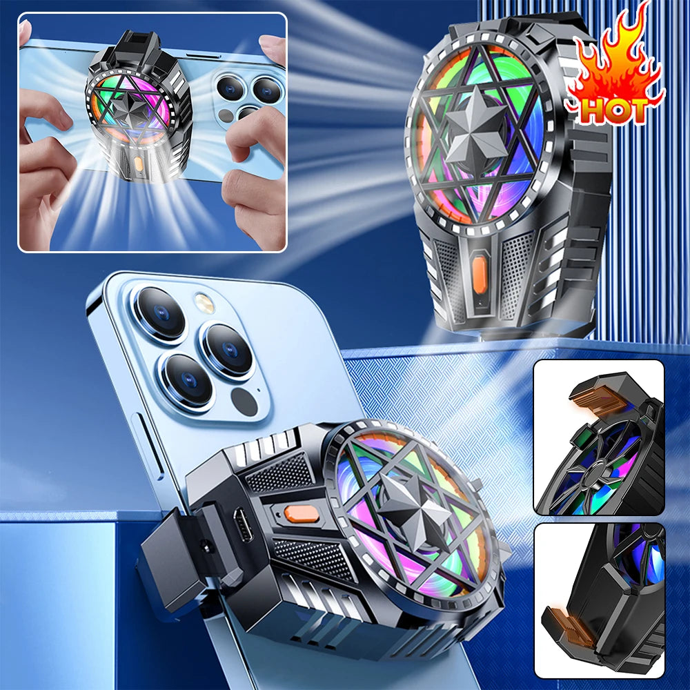 Mobile Phone Radiator Rechargeable Mobile Phone Game Cooler 3 Speed Adjustable Back-Clip Fan Radiator for Phone Tablet Phablet