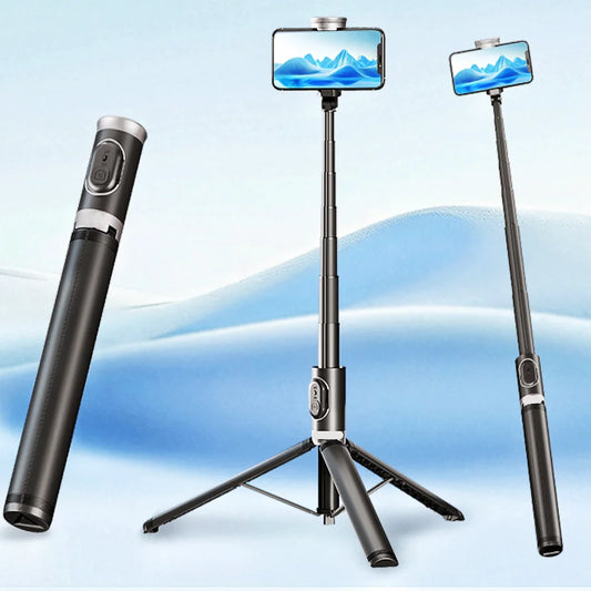 1.7m automatic pop-up expandable tripod selfie stick for mobile phone shooting wireless Bluetooth remote optional light
