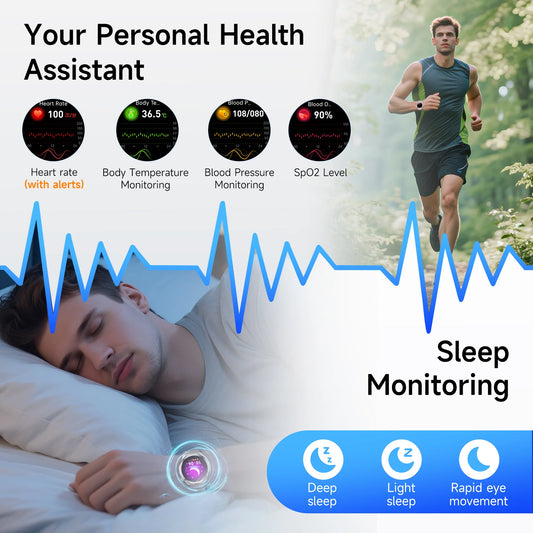 AI-GPT Nursing Grade Health Smart Watch Body Fat Uric Acid ECG+PPG Body Fat BP HD Call Sports Smart Watch For Men Women