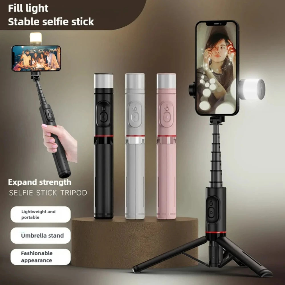 Wireless Bluetooth Handheld Selfie Stick Tripod – Extendable Monopod with Remote, for Huawei, iPhone 17, Xiaomi Phone Live