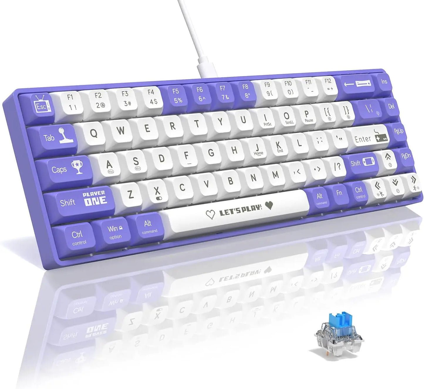 AK680 65% Wired Mechanical Gaming Keyboard, Hot-Swappable, RGB Rainbow Backlit