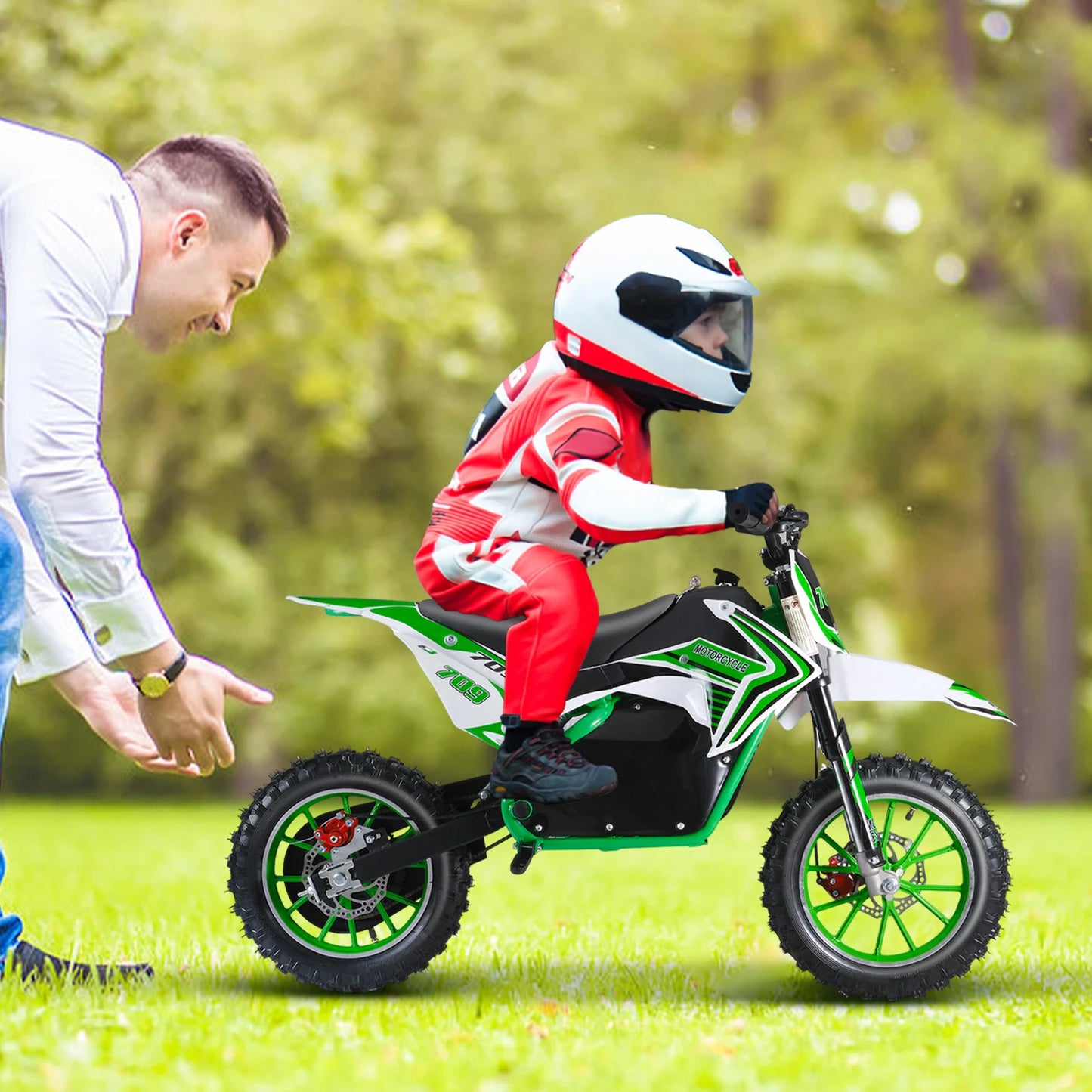 Off Road Mini Motorcycle, Rocket Electric Motocross Bike, Dirt Bike, Electric Pocket Motorbike with Mechanical Disc Brakes
