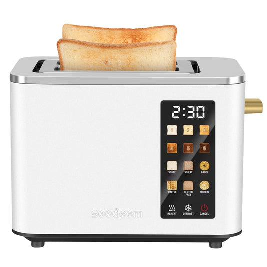 2 Slice-Toaster, Touch Control LCD Screen,6 Shade Setting & Bread Selection, Removable Crumb Tray, Stainless Steel,900W