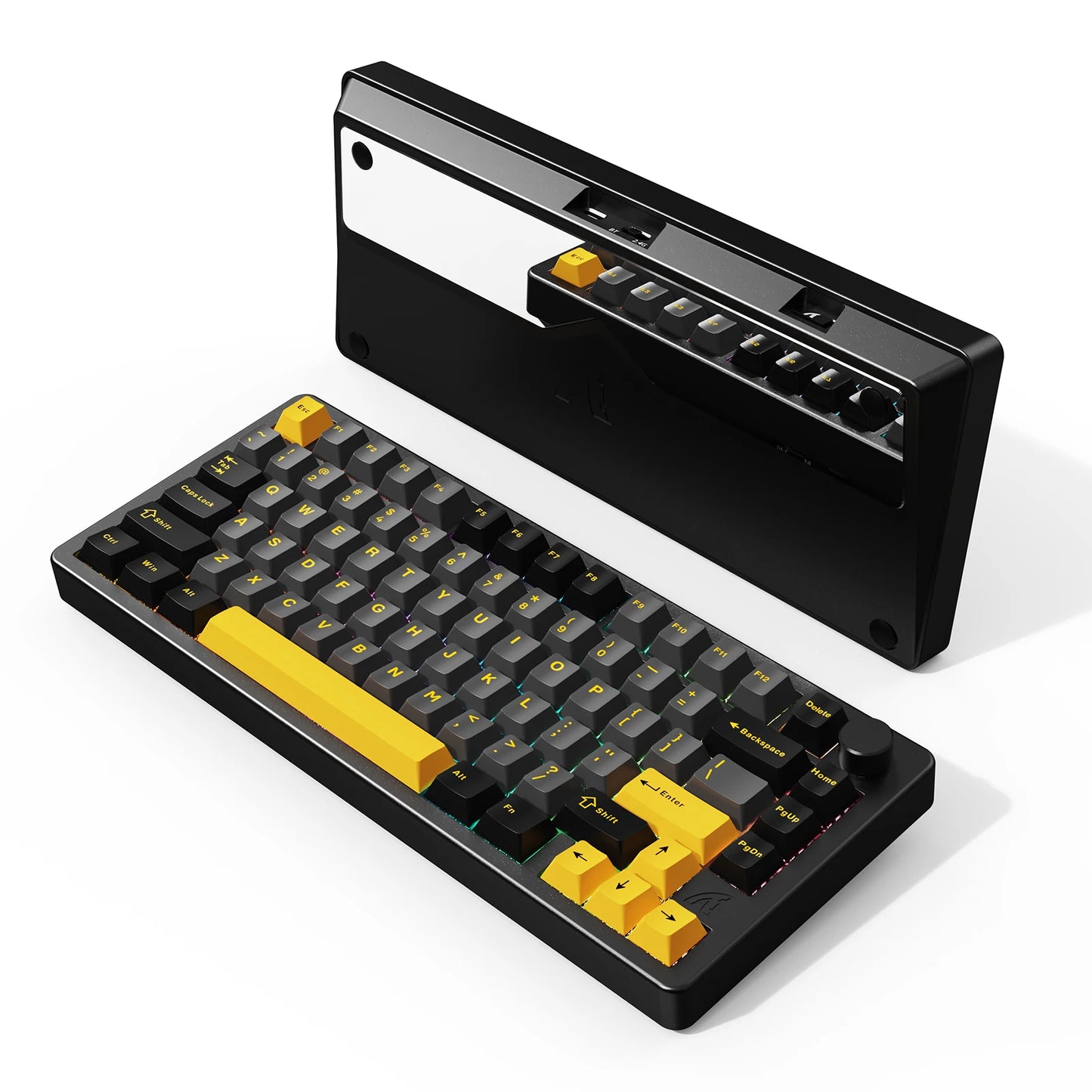 X86 75% Aluminum CNC Wireless Mechanical Gaming Keyboard with Volume Knob,82 Key Gasket Hot Swappable RGB Custom Keyboard Keycaps, BT/2.4GHz/USB-C for Mac/Win-Starshine Black