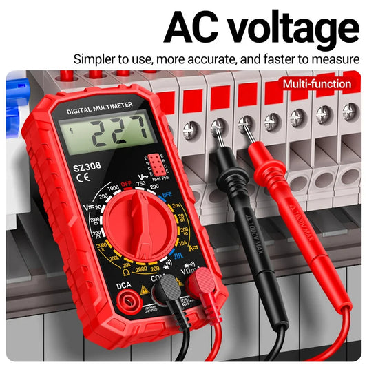 SZ308 Digital Multimeter AC/DC Current Meter Voltage Resistance Meter Electrician LCD Backlight Ohm Square Wave Test