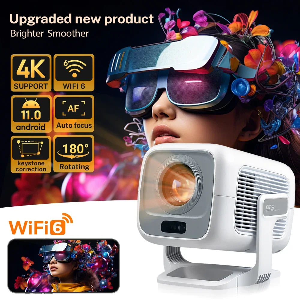 4K X3AQ Projector 500ANSI Native 1080P Auto Focus Android 11 BT5.4 WIFI6 Portable Home Theater