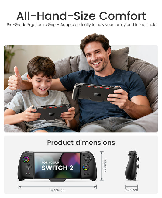 JC400 black Gamepad for Switch2 with Turbo Dual Back Keys 1000mAh Battery Type-C for Switch2 Accessories