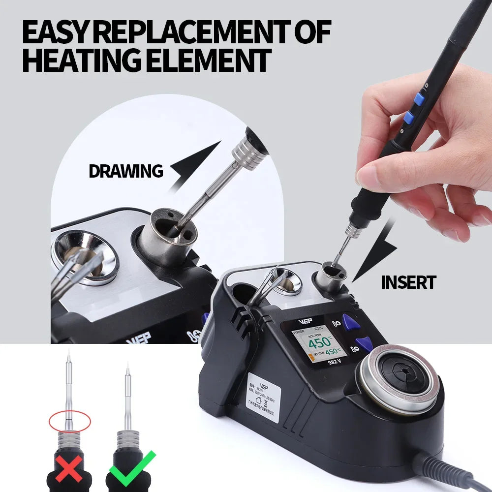 C245 C210 Precision Soldering Iron Kit Rapid Heating Digital Electric Soldering Iron Station Portable Rework Station WEP 982-V