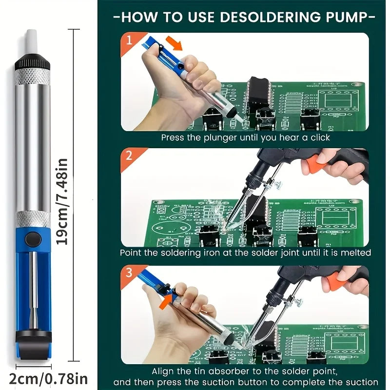 5-piece Soldering Iron Kit - Automatic Handheld Soldering Gun With Interchangeable Tips, Desoldering Pump, Tweezers, Solder Wire