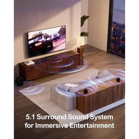 Sound Bar 5.1ch With Subwoofer, Home Theater Virtual Surround Sound System For TV, Soundbar with App Control