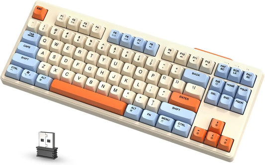 M87 80% Wireless TKL RGB Backlit BT5.0 & 2.4G & Wired PBT Material Mechanical Feeling Gaming Keyboard