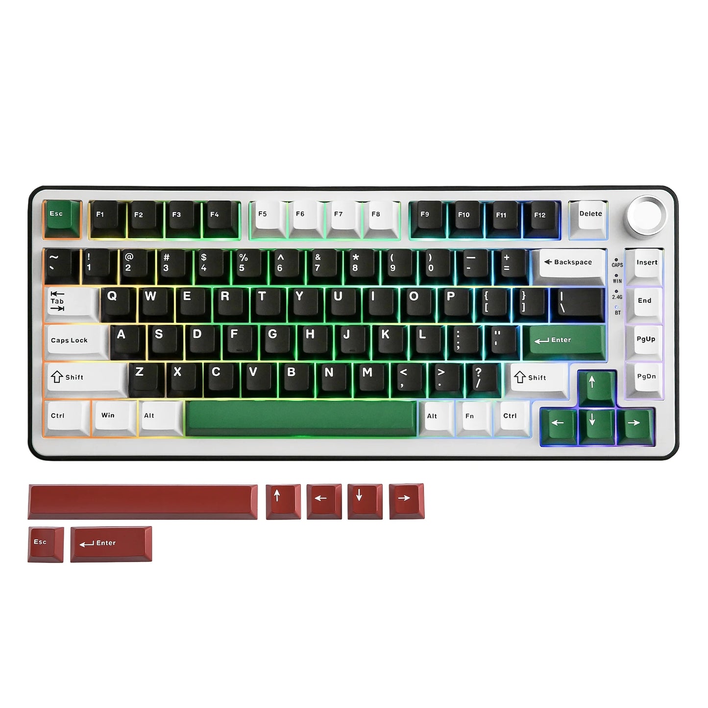 B75 PRO 82-Key Wireless Mechanical Gaming Keyboard, Gasket Hot Swap Custom RGB 75% BT/Type-C/2.4G Creamy Knob Keyboard