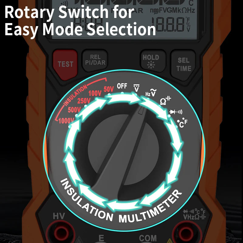 1000R Digital Insulation Resistance Tester, Electronic Megohmmeter, High-Precision Megohm Multimeter (2-in-1)